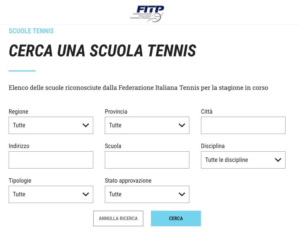 tennis schools in italy search