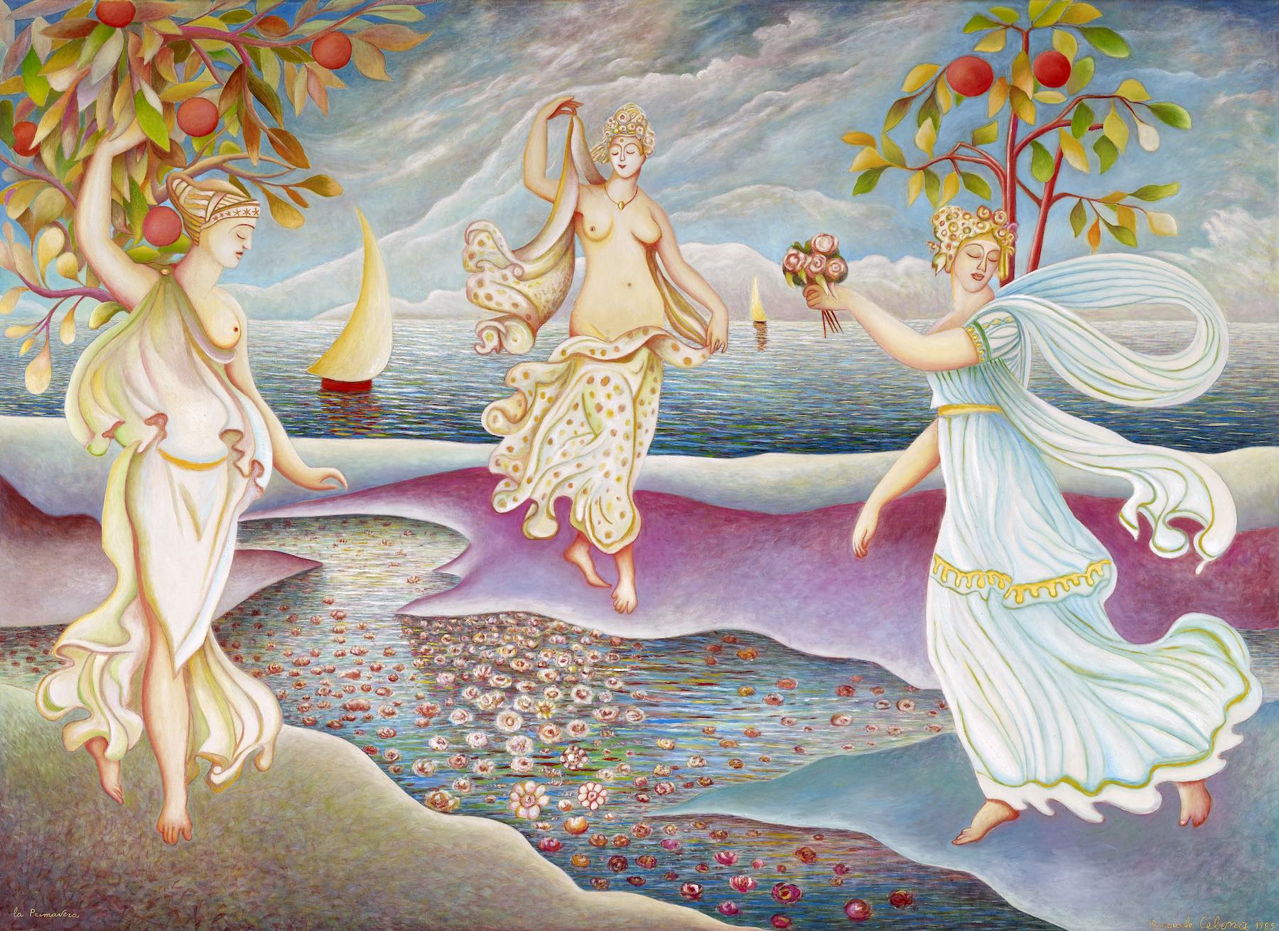 The work "Primavera" is one of the highlights of the Miraggi exhibition by Pasquale Celona in Pistoia.