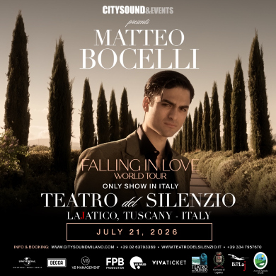 Matteo Bocelli - Teatro del Silenzio, Lajatico, Tuscany, Italy - July 21, 2026 - Falling in Love World Tour