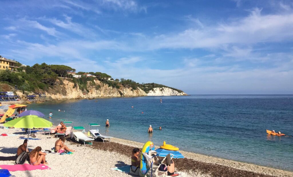 Ghiaie Beach in Portoferraio, known for its smooth pebbles and clear waters. This photo was taken early in the morning.