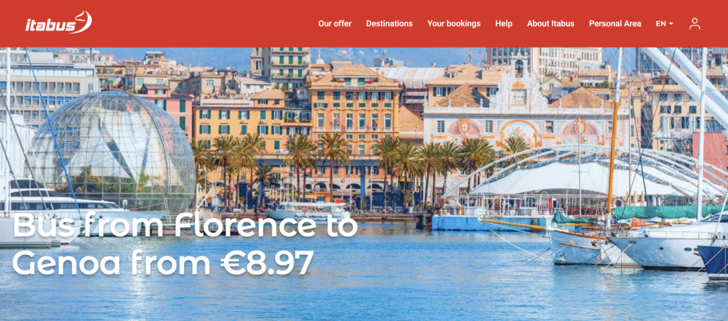 New Bus Routes from Tuscany to Genoa: A Convenient Option for Cruise Travelers 4 Screenshot of the Itabus website (click the image to go directly to the Itabus site and check availability) - New Bus Routes from Tuscany to Genoa: A Convenient Option for Cruise Travelers