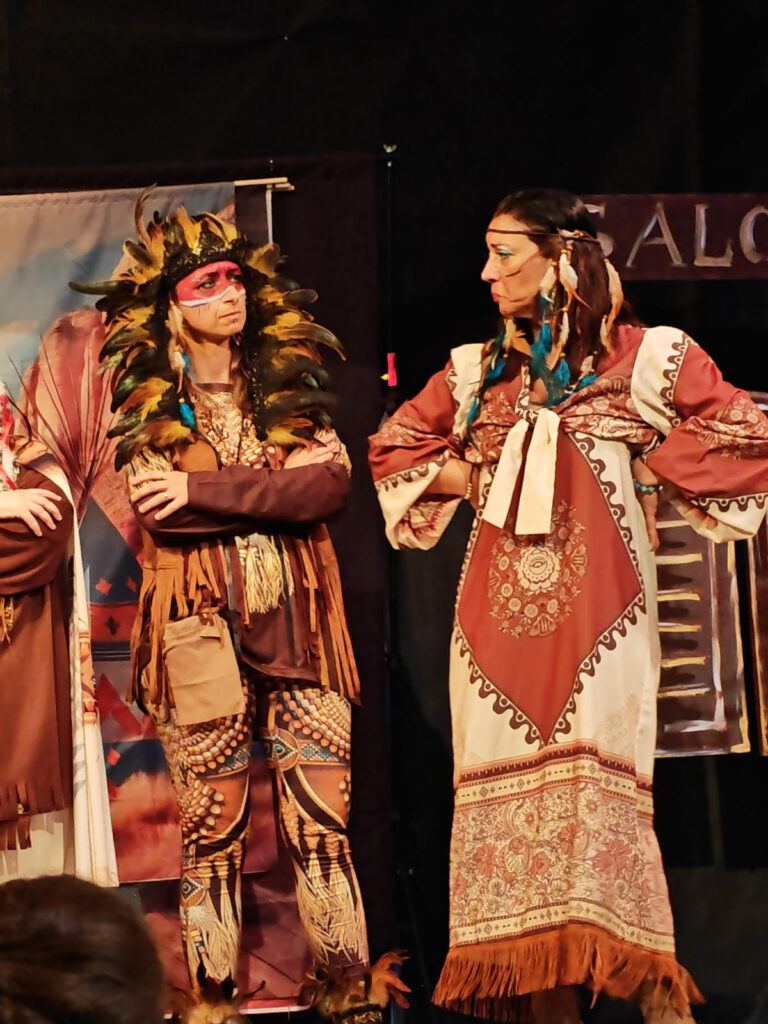 Performers dressed as Native American characters in the musical Far far west… Calamity Jane!