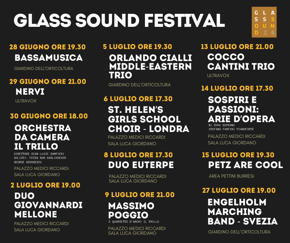 Glass Sound Festival in Florence: Free Summer Concerts from June 28 to July 27, 2026