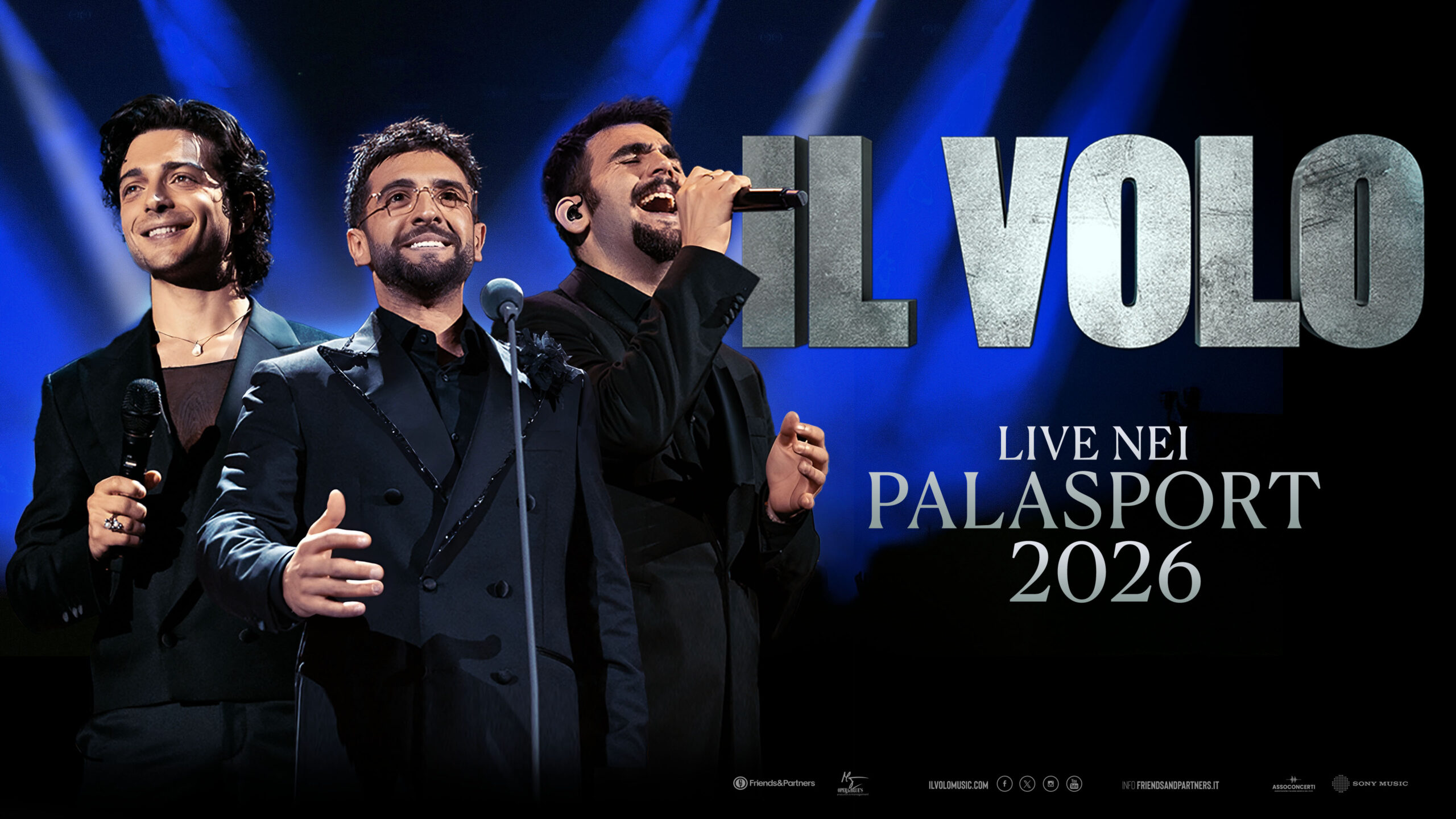 Il Volo in Florence: Tickets and Dates for the "Live nei Palasport 2026" Tour 1 Il Volo, official poster for the Live nei Palasport 2026 tour, coming to Florence on December 12