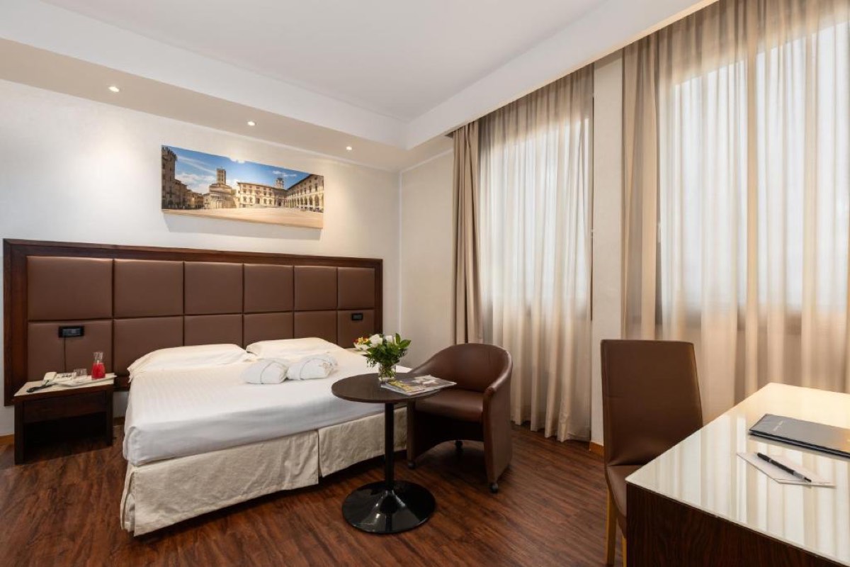 Best Arezzo Hotels for a Memorable Stay in Tuscany 26 Aerial view of Hotel Minerva in Arezzo, on the main avenue into the city