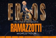Eros Ramazzotti in Florence 2027: Tickets, Prices, and Concert Guide Eros Ramazzotti playing guitar on the Una Storia Importante World Tour poster