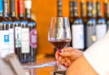 Terre di Pisa Food & Wine Festival 2026: Tastings Beyond the Leaning Tower Glass of red wine in front of bottles from Pisa-area wineries, promotional image of the Terre di Pisa Food & Wine Festival
